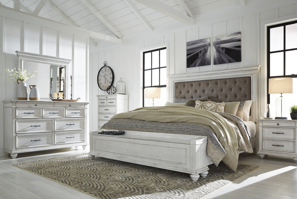 Kanwyn Whitewash King Upholstered Storage Bed - Gate FurnitureKing Bed
