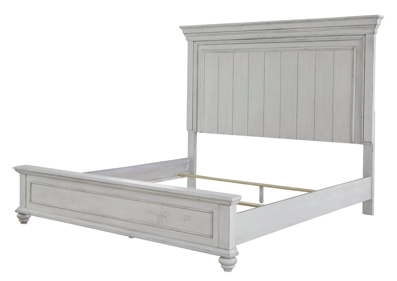 Kanwyn Whitewash Queen Panel Bed - Lara FurnitureQueen Bed