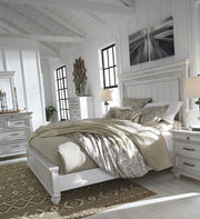 Kanwyn Whitewash Queen Panel Bed - Lara FurnitureQueen Bed