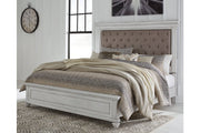 Kanwyn Whitewash Queen Panel Upholstered Bed - Lara FurnitureQueen Bed