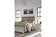 Kanwyn Whitewash Queen Panel Upholstered Bed - Lara FurnitureQueen Bed