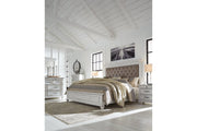 Kanwyn Whitewash Queen Panel Upholstered Bed - Lara FurnitureQueen Bed