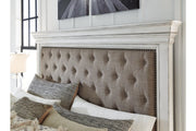 Kanwyn Whitewash Queen Panel Upholstered Bed - Lara FurnitureQueen Bed