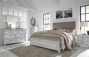 Kanwyn Whitewash Queen Upholstered Panel Bed - Gate FurnitureQueen Bed