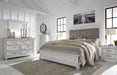 Kanwyn Whitewash Queen Upholstered Panel Bed - Gate FurnitureQueen Bed