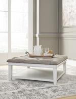 Kanwyn Whitewash Upholstered Ottoman Coffee Table - Lara FurnitureCoffee Table