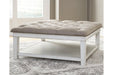 Kanwyn Whitewash Upholstered Ottoman Coffee Table - Gate FurnitureCoffee Table