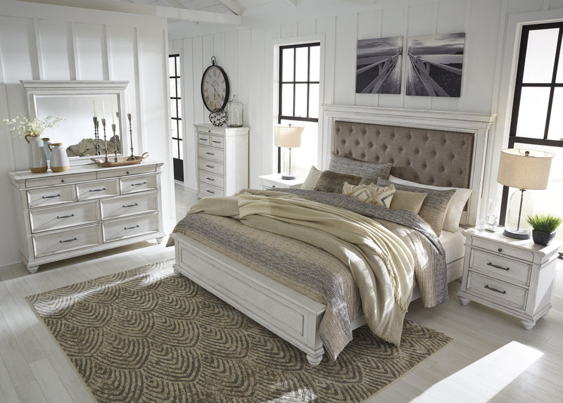 [EXCLUSIVE] Kanwyn Whitewash Upholstered Panel Bedroom Set - Lara FurnitureBedroom Set