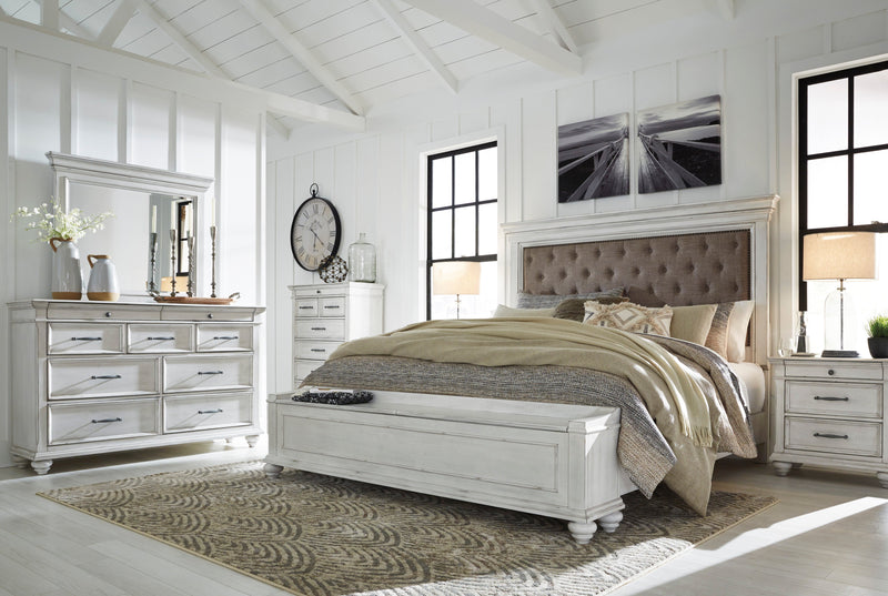Kanwyn Whitewash Upholstered Storage Bedroom Set - Lara FurnitureBedroom Set