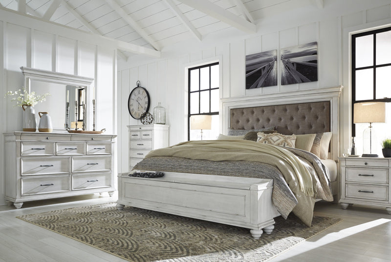 [EXCLUSIVE] Kanwyn Whitewash Upholstered Storage Bedroom Set - Lara FurnitureBedroom Set