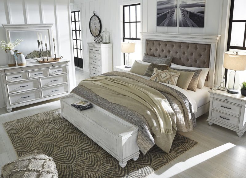 [EXCLUSIVE] Kanwyn Whitewash Upholstered Storage Bedroom Set - Lara FurnitureBedroom Set
