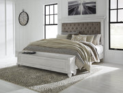 [EXCLUSIVE] Kanwyn Whitewash Upholstered Storage Bedroom Set - Lara FurnitureBedroom Set