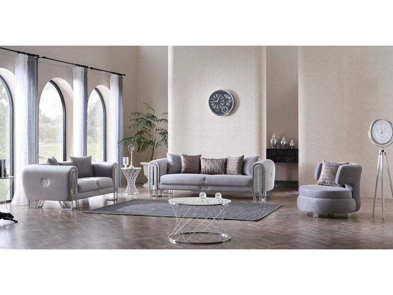 Kapadokya 3-pieces (Sofa & Loveseat & Chair) Livingroom Set Grey in Grey - 101-KAP-LUP18-321