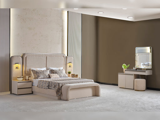 Kapadokya Bedroom (Queen Frame With Headboard & Dresser With Mirror & Ottoman & 2 Nightstand) - 200-KAP-150-QB-SET