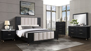 Kara Black Queen Panel Bed - Lara FurnitureQueen Bed