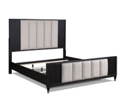 Kara Black Queen Panel Bed - Lara FurnitureQueen Bed
