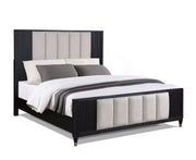 Kara Black Queen Panel Bed - Lara FurnitureQueen Bed