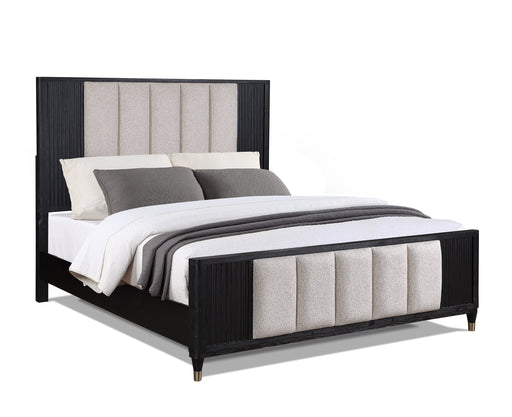 Kara Black Queen Panel Bed - Lara FurnitureQueen Bed