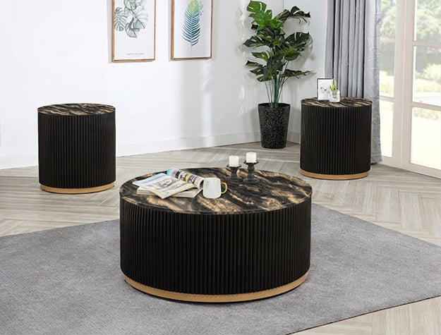 Kara Coffee Table W/Casters Gd Bk - 4219GBK-01