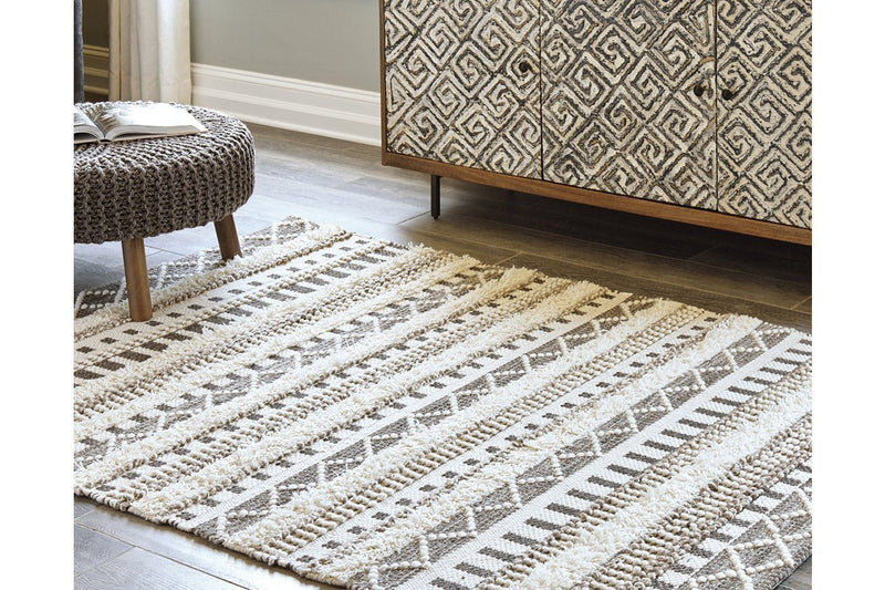 Karalee Ivory/Brown 5' x 7' Rug - Lara FurnitureRugs