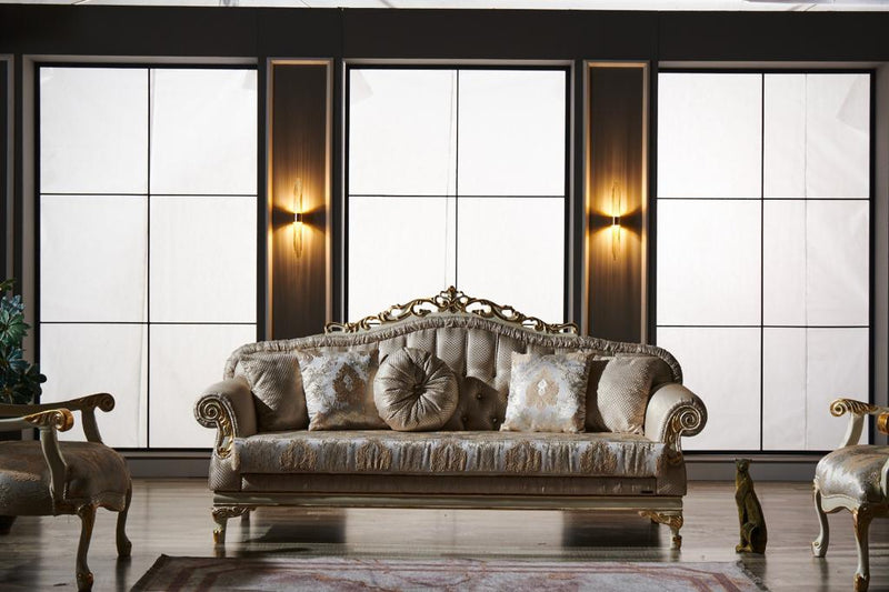 Kardelen 2-pieces (1 Sofa & 1 Loveseat) Livingroom Set Cream in Cream - 101-KAR-07419-32