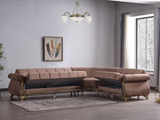 Karizma 131" / 108" Wide Rolled Arm Convertible Sectional - Sectional
