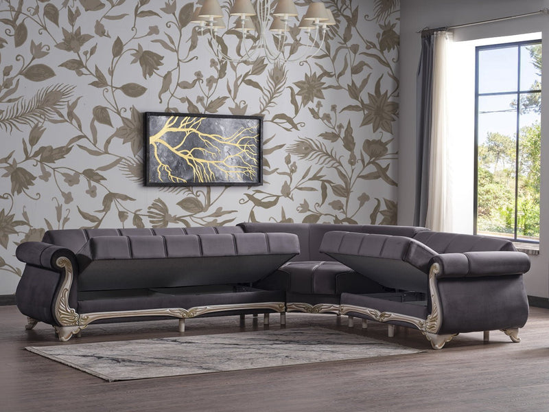 Karizma 131" / 108" Wide Rolled Arm Convertible Sectional - Sectional