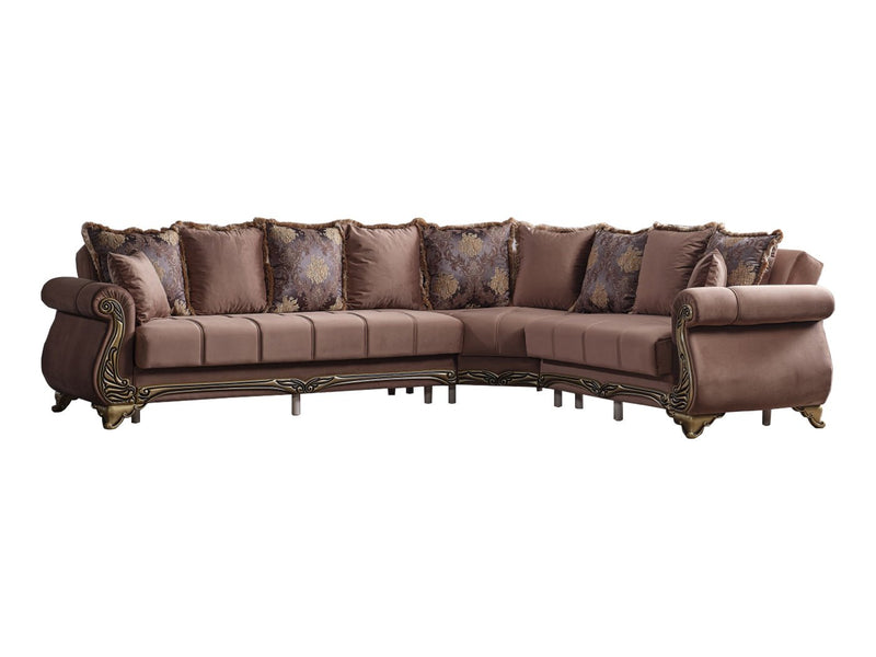 Karizma 131" / 108" Wide Rolled Arm Convertible Sectional - Sectional