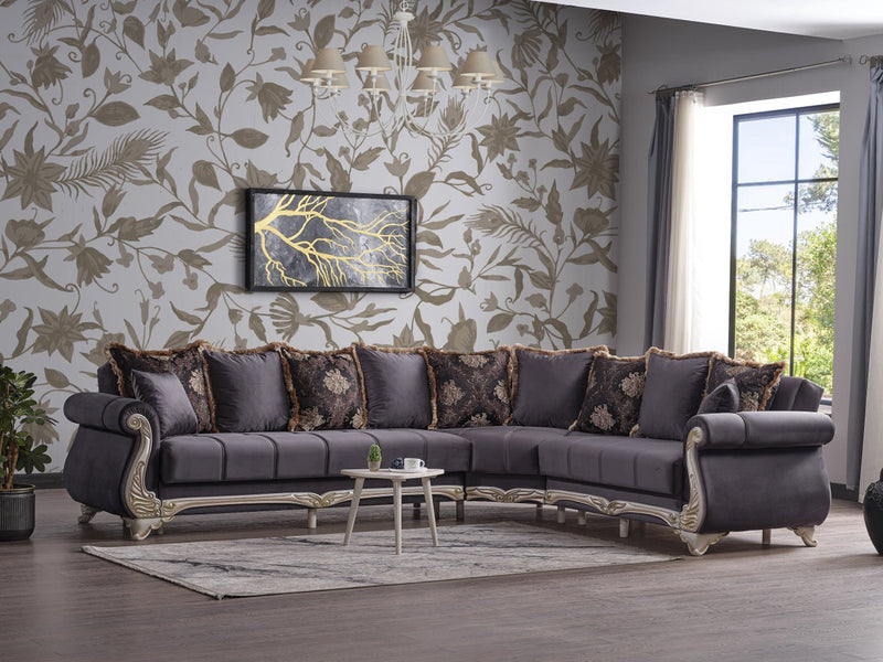 Karizma 131" / 108" Wide Rolled Arm Convertible Sectional - Sectional