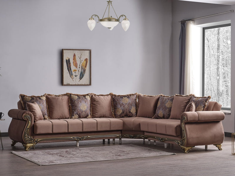 Karizma 131" / 108" Wide Rolled Arm Convertible Sectional - Sectional