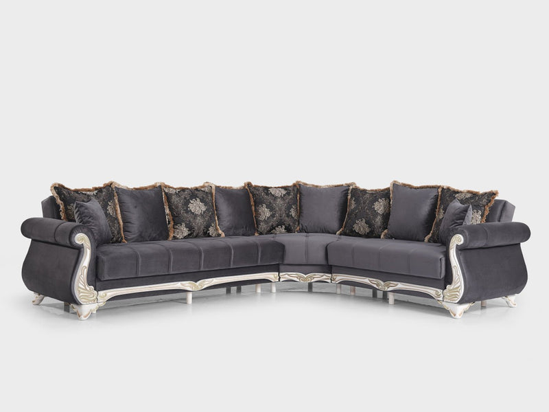 Karizma 131" / 108" Wide Rolled Arm Convertible Sectional - Sectional
