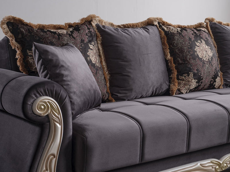 Karizma 131" / 108" Wide Rolled Arm Convertible Sectional - Sectional