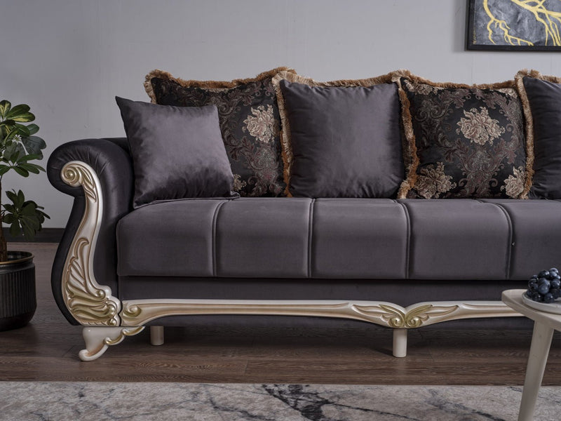 Karizma 131" / 108" Wide Rolled Arm Convertible Sectional - Sectional