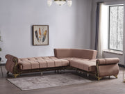 Karizma 131" / 108" Wide Rolled Arm Convertible Sectional - Sectional