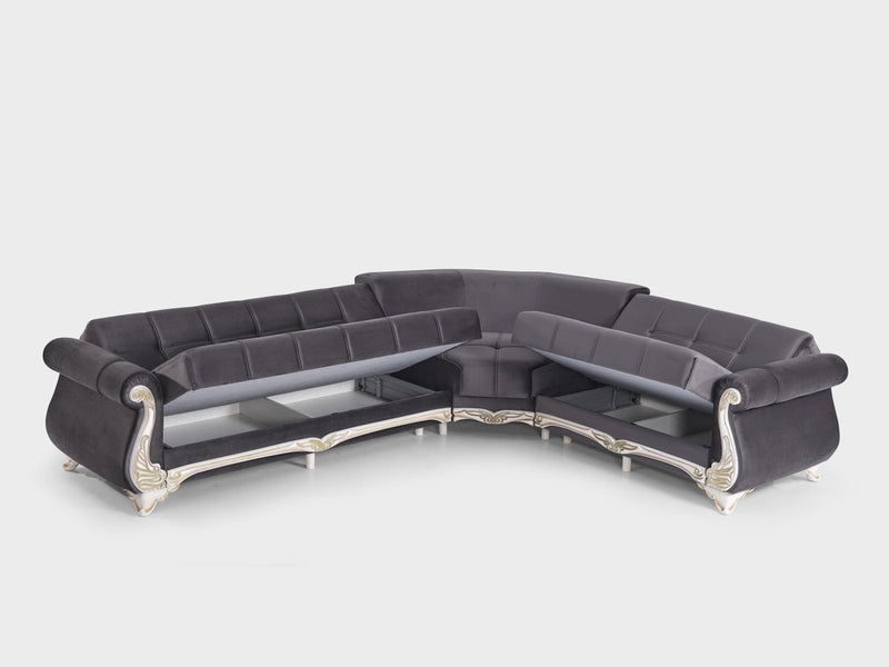 Karizma 131" / 108" Wide Rolled Arm Convertible Sectional - Sectional