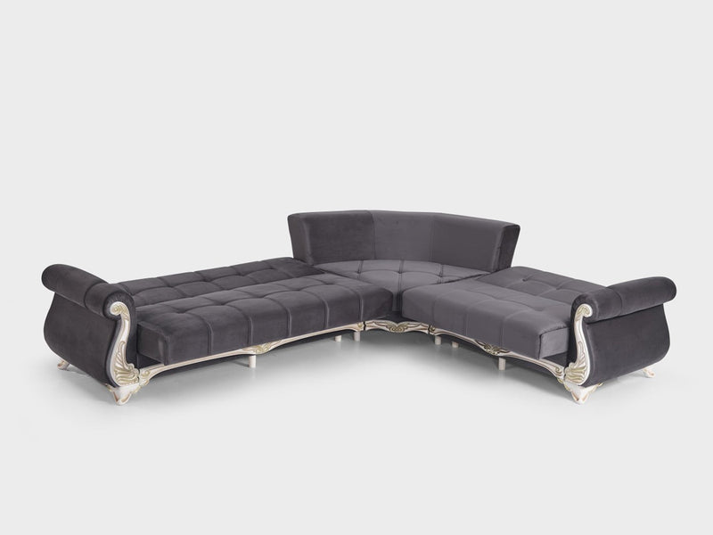 Karizma 131" / 108" Wide Rolled Arm Convertible Sectional - Sectional