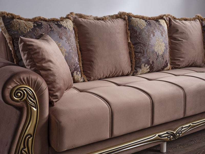 Karizma 131" / 108" Wide Rolled Arm Convertible Sectional - Sectional