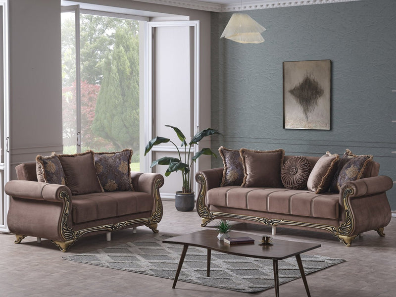 Karizma 64" Wide Rolled Arm Convertible Loveseat - Loveseat
