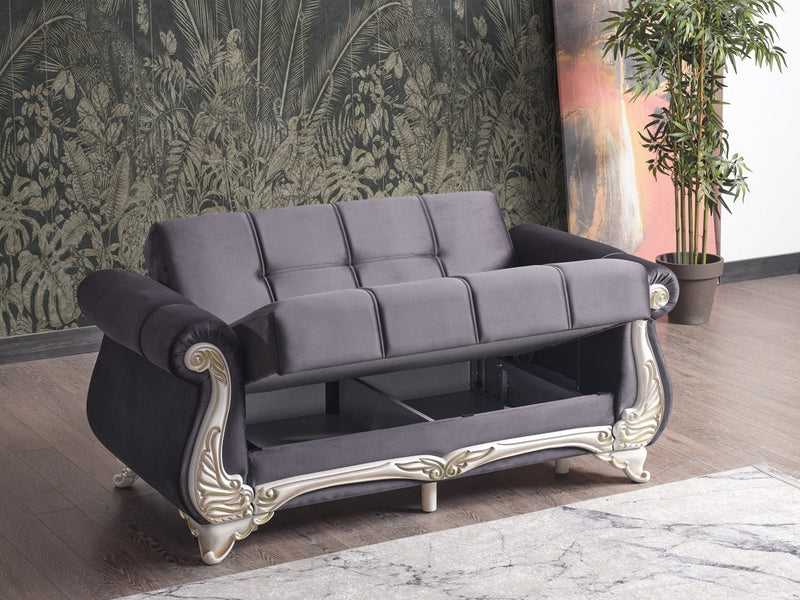 Karizma 64" Wide Rolled Arm Convertible Loveseat - Loveseat