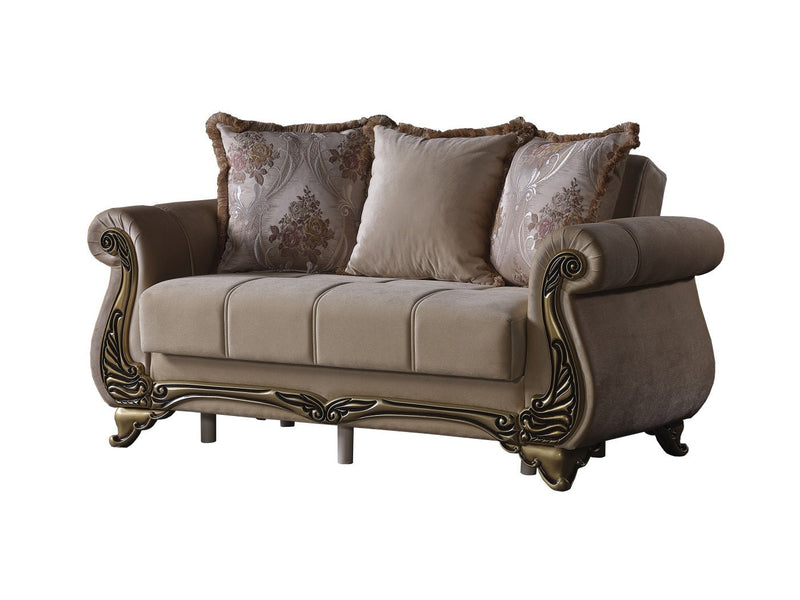 Karizma 64" Wide Rolled Arm Convertible Loveseat - Loveseat
