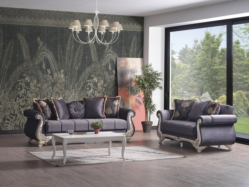 Karizma 64" Wide Rolled Arm Convertible Loveseat - Loveseat