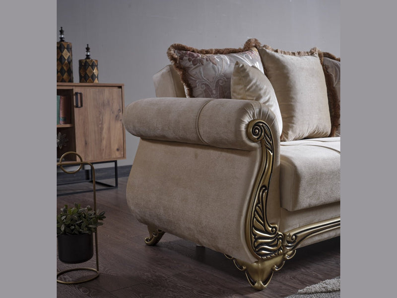 Karizma 64" Wide Rolled Arm Convertible Loveseat - Loveseat