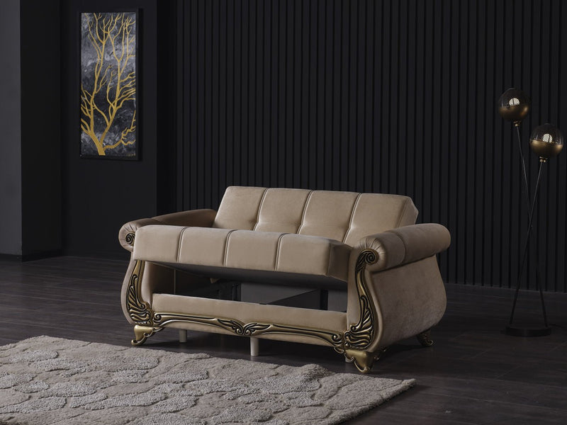 Karizma 64" Wide Rolled Arm Convertible Loveseat - Loveseat