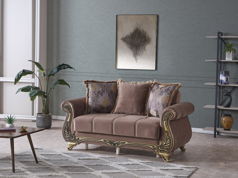 Karizma 64" Wide Rolled Arm Convertible Loveseat - Loveseat
