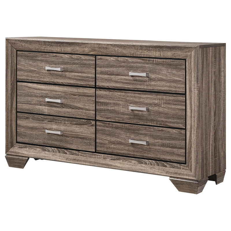 Kauffman 6-drawer Dresser Washed Taupe - 204193