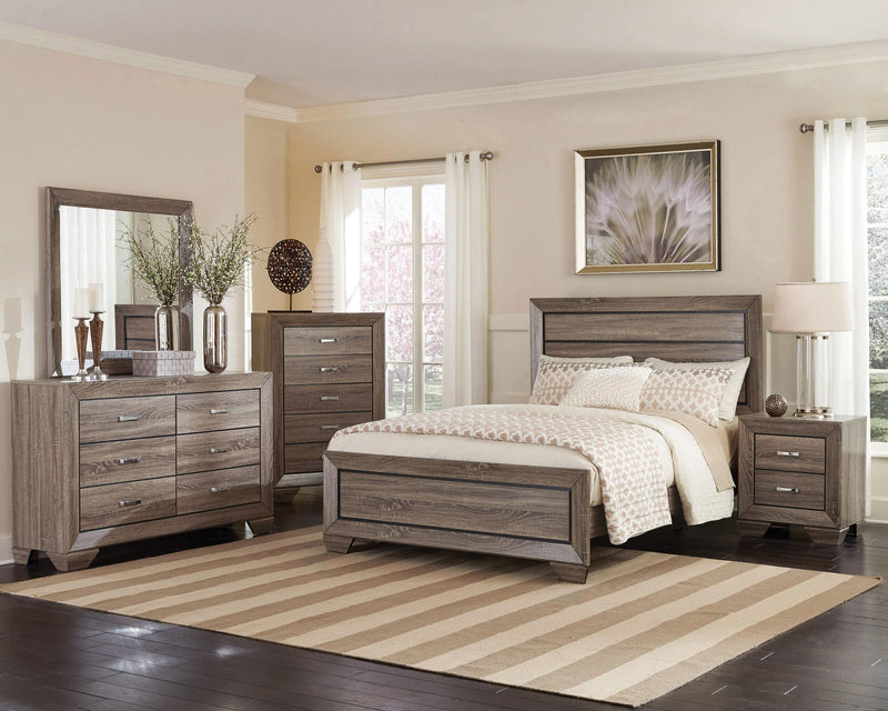 Kauffman Wood Eastern King Panel Bed Washed Taupe - 204191KE