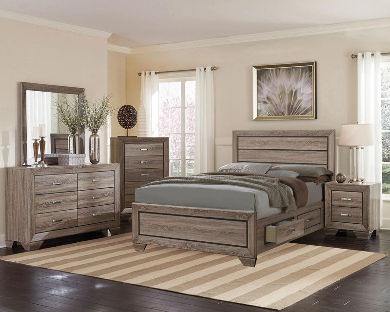 Kauffman Wood Queen Storage Panel Bed Washed Taupe - 204190Q