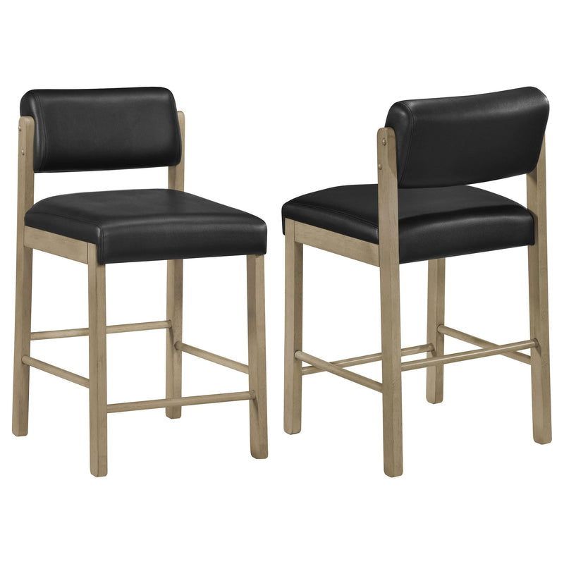 Kehoe Upholstered Counter Height Chair Black and Natural Oak (Set of 2) - 193929NAT