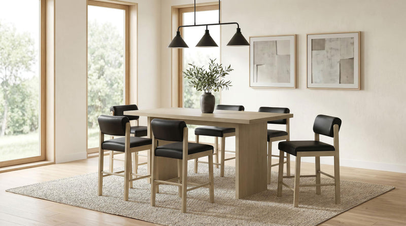 Kehoe Upholstered Counter Height Chair Black and Natural Oak (Set of 2) - 193929NAT