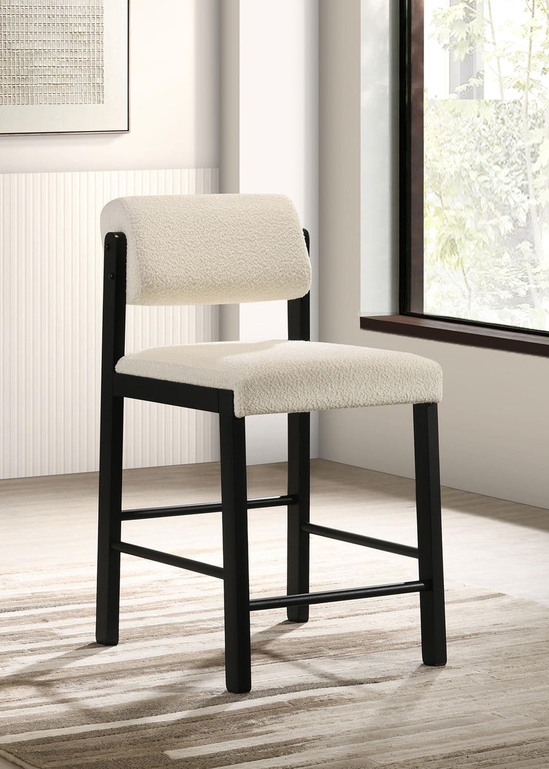 Kehoe Upholstered Counter Height Chair Cream and Black (Set of 2) - 193939BLK